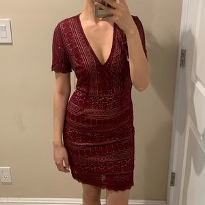 Burgundy lace dress